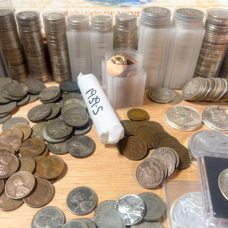 Vintage Cigar Box Mixed U.S. Coin Lot | LIQUIDATION | 90% Silver | Wheat Penny-9