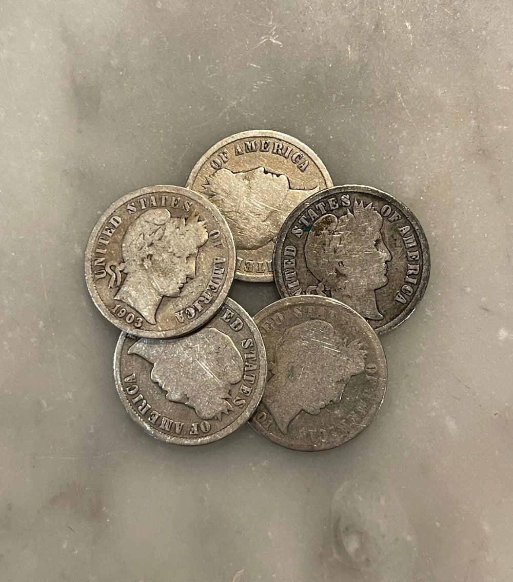 [Lot of 5] Barber Dimes - 90% Silver - CHOOSE HOW MANY LOTS OF 5 COINS!-2