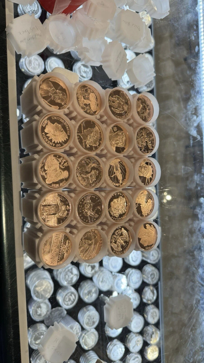 TUBO DE 20 LINGOTES DE COBRE FINO MIXTO DE 1 OZ. 0.999-10
