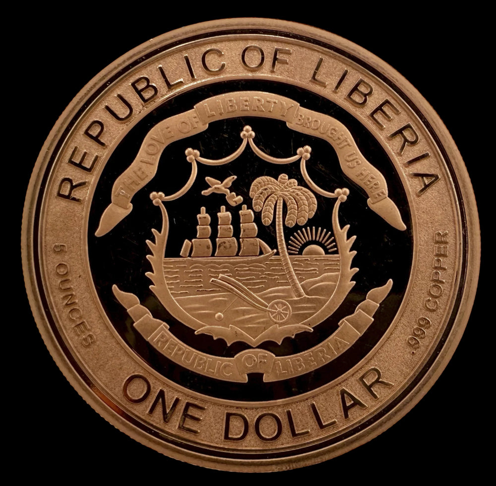2026 Liberia Lunar Horse UHR Reverse Proof 5 oz Copper Coin w/ COA-6