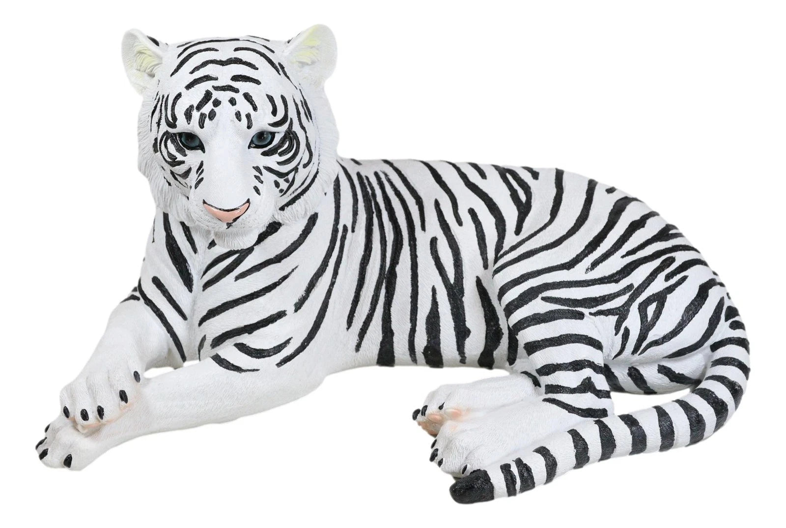 Large Siberian Ghost White Tiger Resting 15.5" Long Statue Home Garden Decor-10