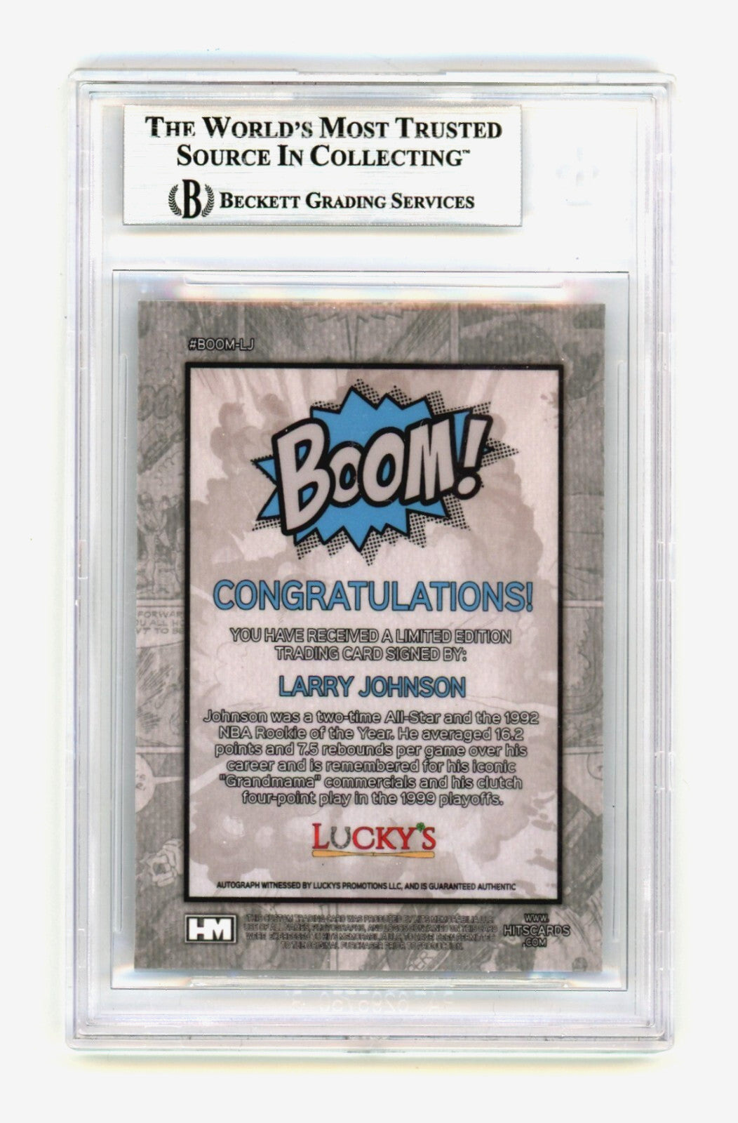 Larry Johnson 2024 Hits Memorabilia BOOM Silver Signed BGS BAS Auto Charlotte-2