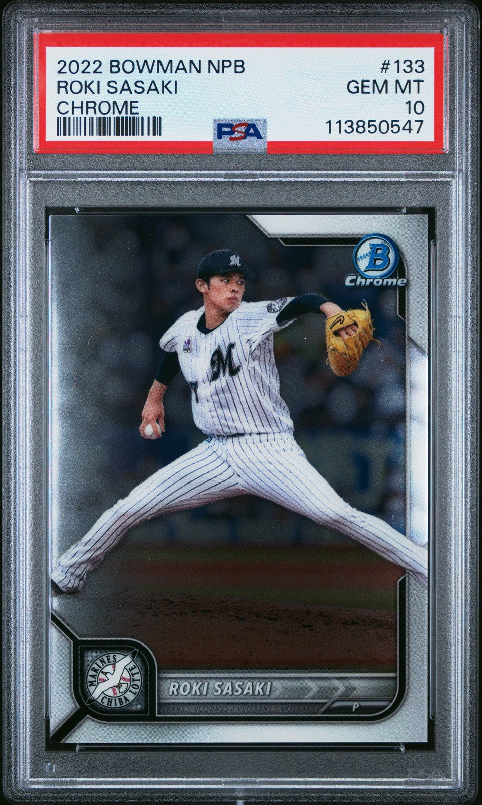 PSA 10 Roki Sasaki Chrome #133 2022 Bowman Npb