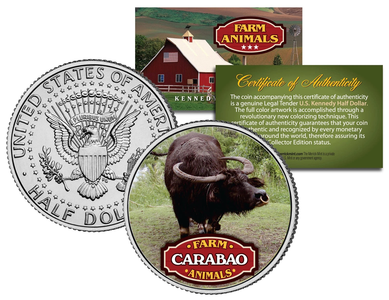 CARABAO * Collectible Farm Animals * JFK Kennedy Half Dollar U.S. Colorized Coin-1