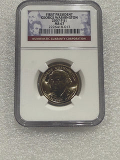 2007 P George Washington President Dollar Coin NGC MS 67-2