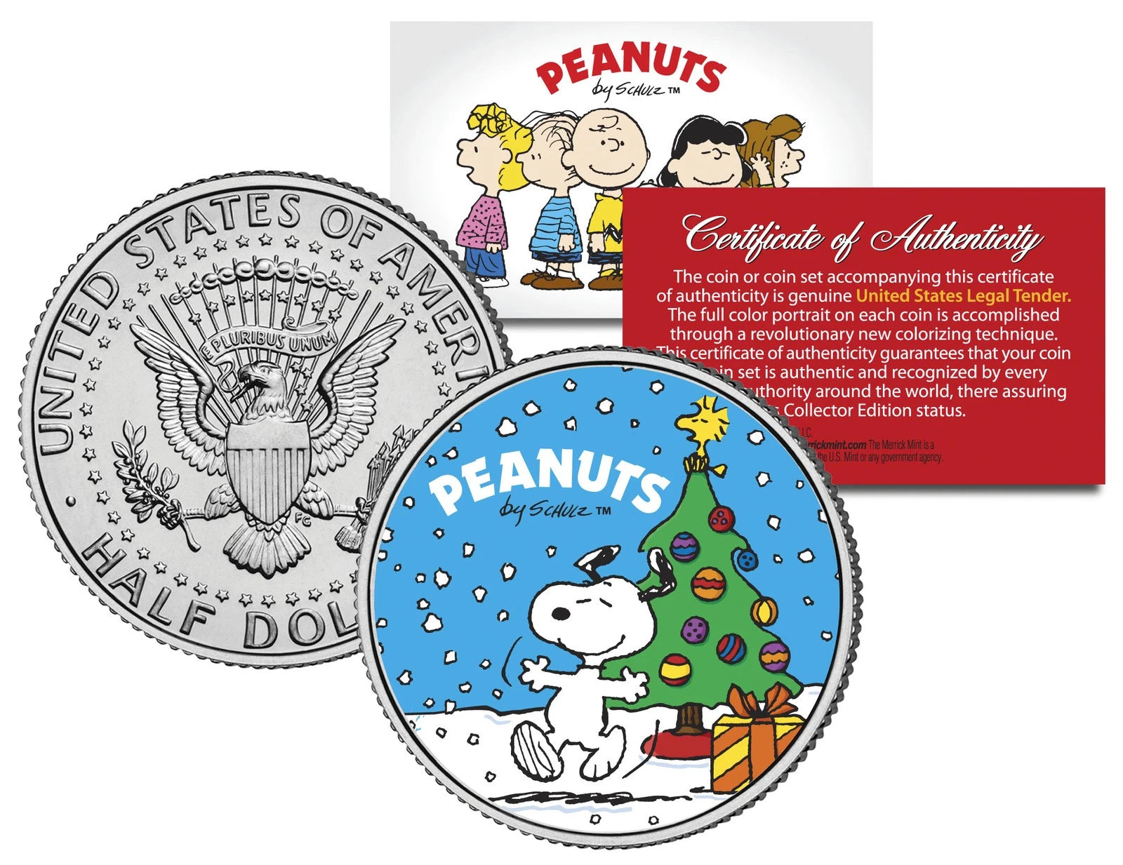 Peanuts "Snoopy with Christmas Tree" JFK Half Dollar U.S. Coin *Licensed*-1