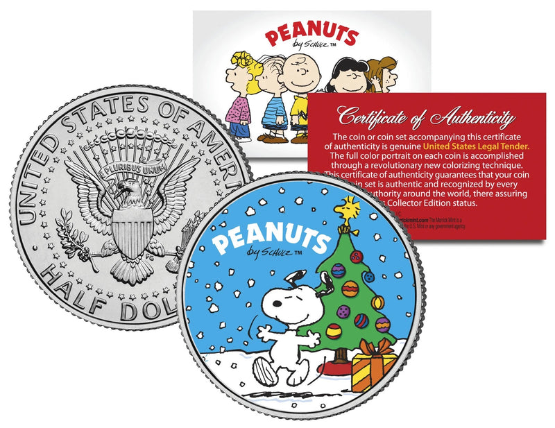 Peanuts "Snoopy with Christmas Tree" JFK Half Dollar U.S. Coin *Licensed*-1