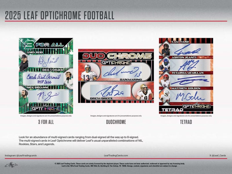 2025 Leaf Optichrome Football Factory Sealed Jumbo Box 12 Auto Autograph Per Box-7