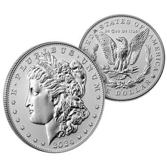 Juego de 2 piezas - 2024-S $1 Dólar de plata Morgan y Peace con caja, OGP-3
