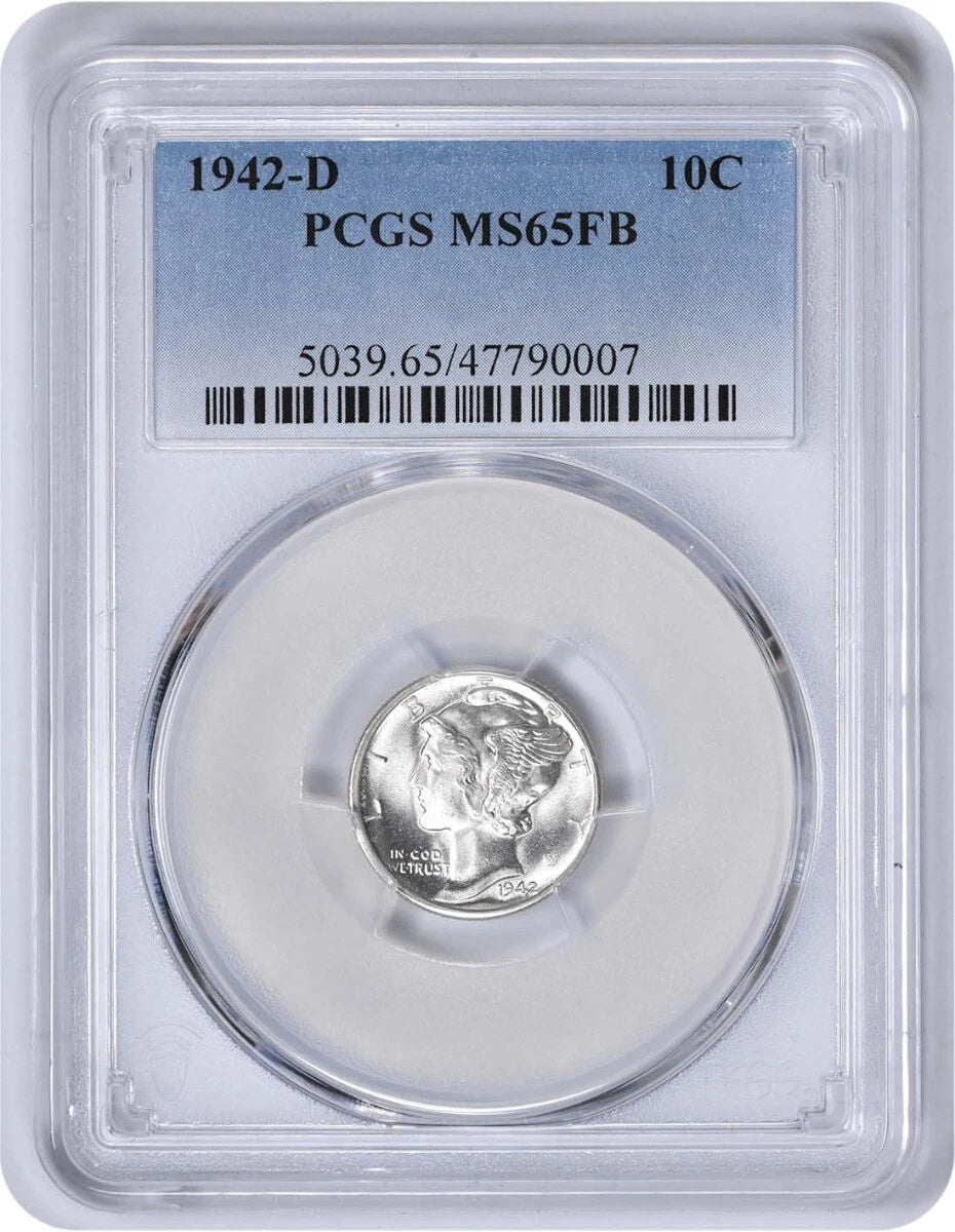 1942-D Mercury Silver Dime MS65FB PCGS