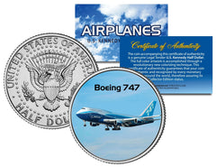 BOEING 747 * Serie Aviones * Moneda de medio dólar coloreada de JFK Kennedy-1