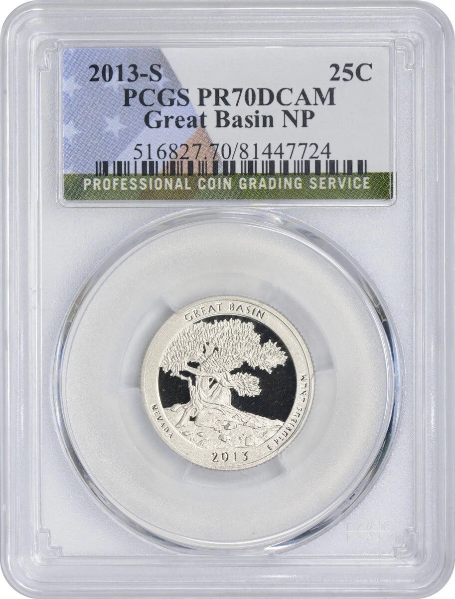 2013-S Flag Clad Great Basin Park Quarter PR70DCAM PCGS Proof 70 Deep Cameo