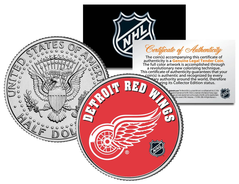 DETROIT RED WINGS NHL Hockey JFK Kennedy Half Dollar U.S. Coin * LICENSED *-1