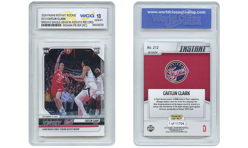 2024 Panini CAITLIN CLARK Single-Season Assists Record #213 ROOKIE CARD - GEM 10-1