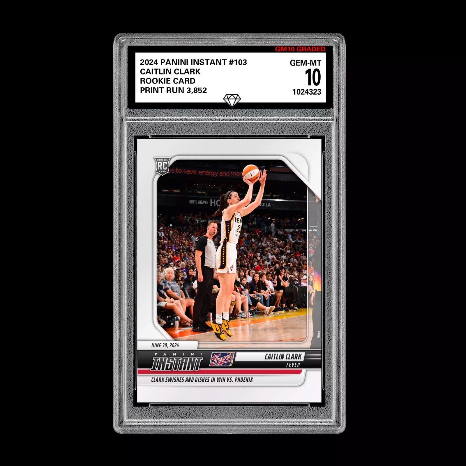 Caitlin Clark Graded 10 #103 2024 Panini Instant WNBA RC Rookie Indiana Fever