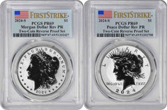 2024-S Morgan and Peace Silver Dollar 2-Coin Reverse Proof Set PR69 FS PCGS-1