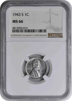 1943-S Steel Lincoln Cent MS66 NGC-1
