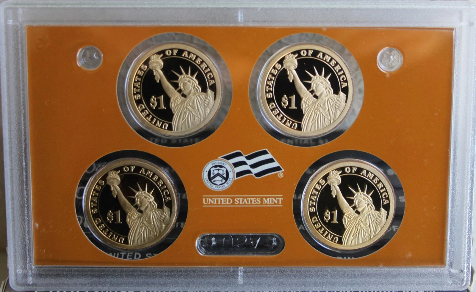 2008 Presidential $1 Coin Proof Set 4 One Dollar Golden Coins ONLY No Box No COA-2