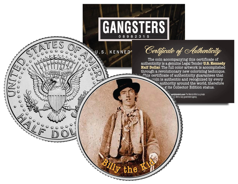 BILLY THE KID Forajido del Viejo Oeste JFK Kennedy Moneda de medio dólar coloreada de EE. UU.-1