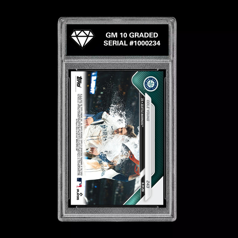 Graded 10 Cole Young 2025 Topps Now #243 RC Rookie CALL UP Seattle Mariners-2