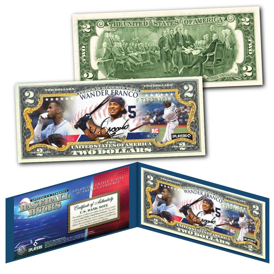 WANDER FRANCO Tampa Bay Devil Rays Baseball Bucks MLB Player Genuine $2 US Bill