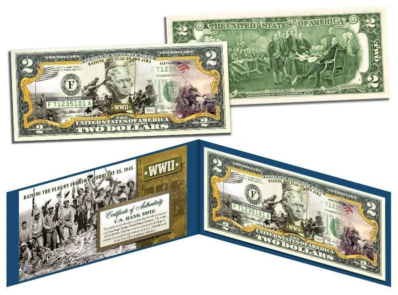 WORLD WAR II * Raising the Flag on IWO JIMA * U.S. $2 Bill Legal Tender * WWII *