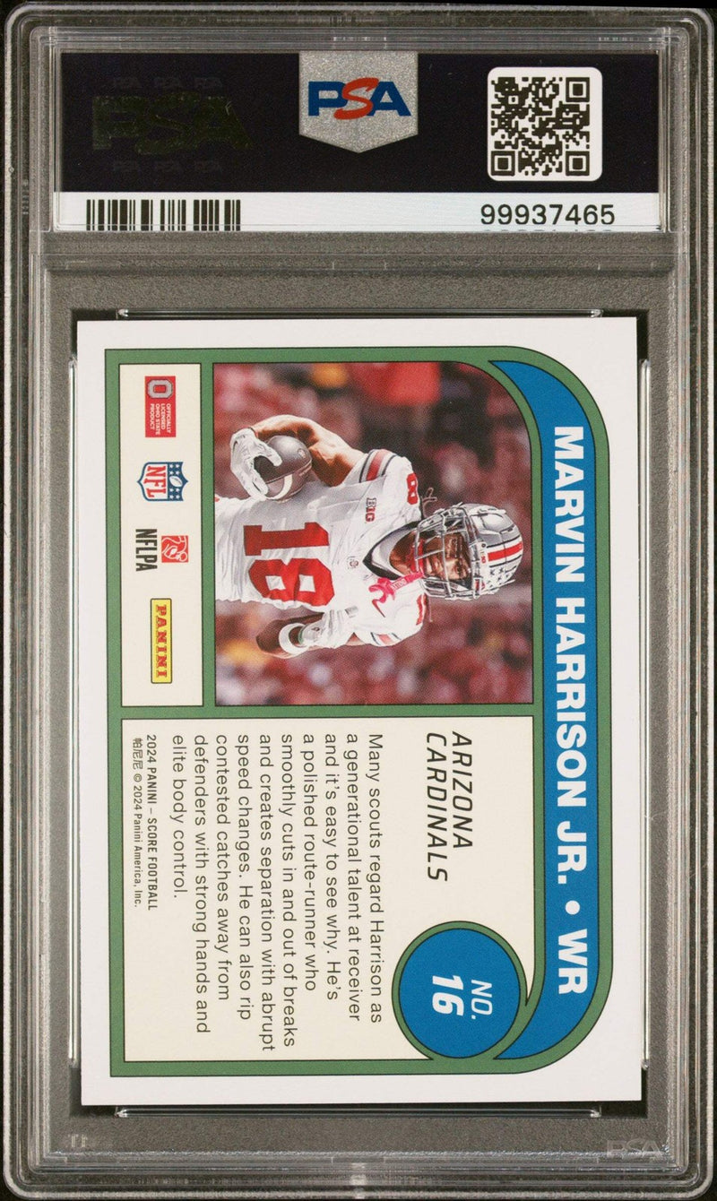 Graded 2024 Score Marvin Harrison Jr #16 Protential RC Football Card PSA 10-2