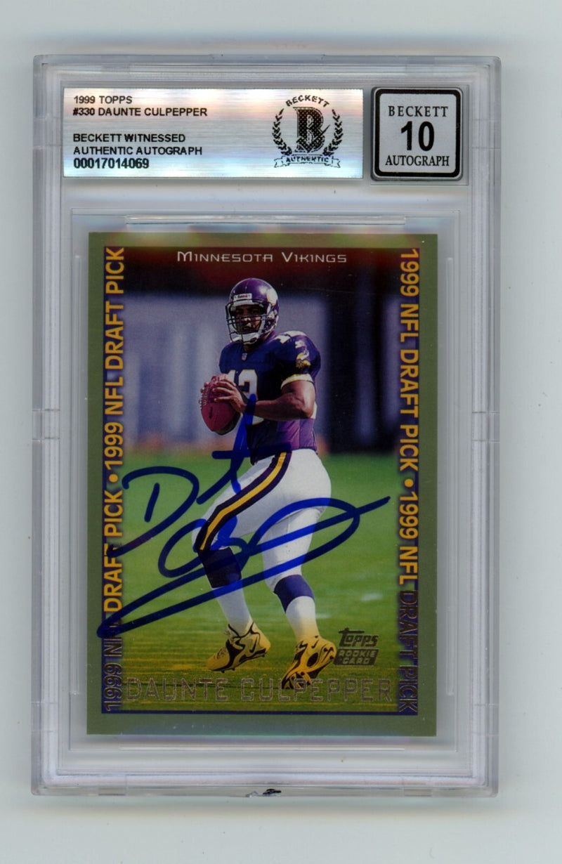 Daunte Culpepper 1999 Topps #330 Rookie RC Signed Beckett BGS 10 Auto Vikings-1