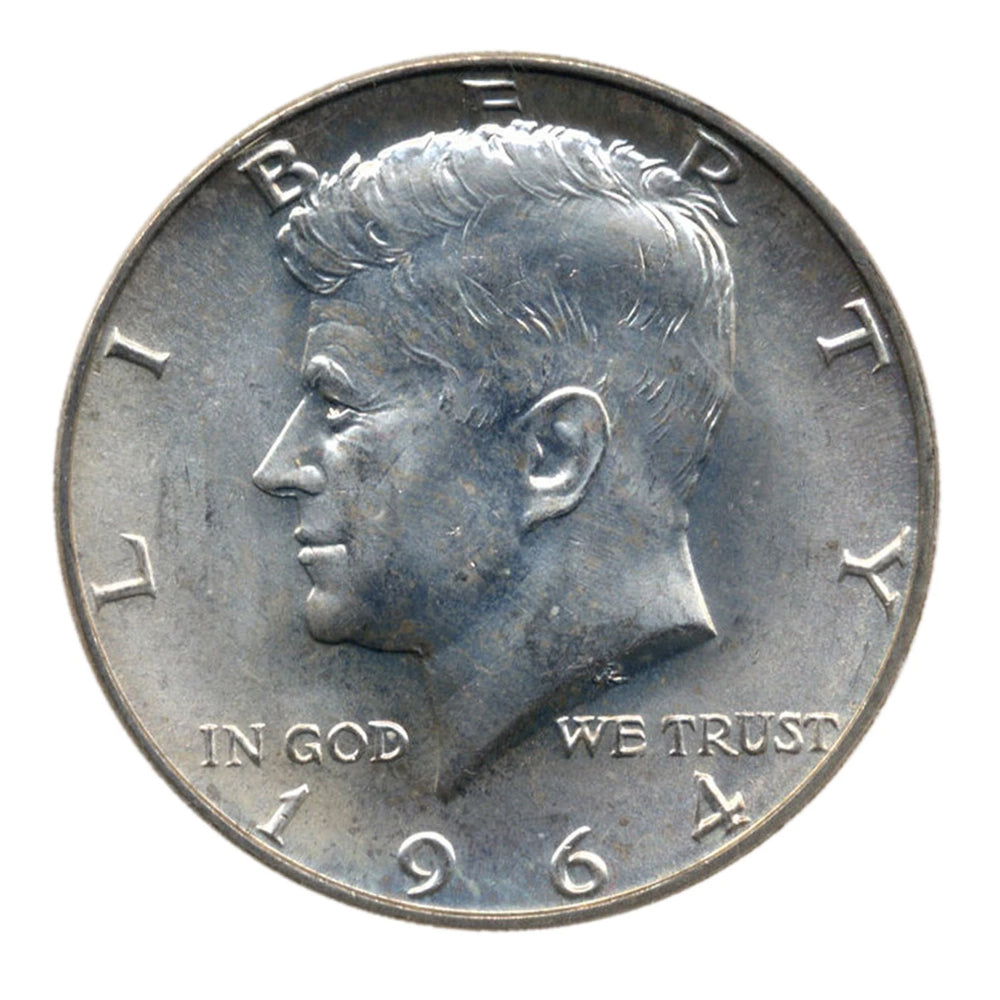 Moneda de medio dólar JFK de 1964, 90 % plata, en circulación (promedio)-3