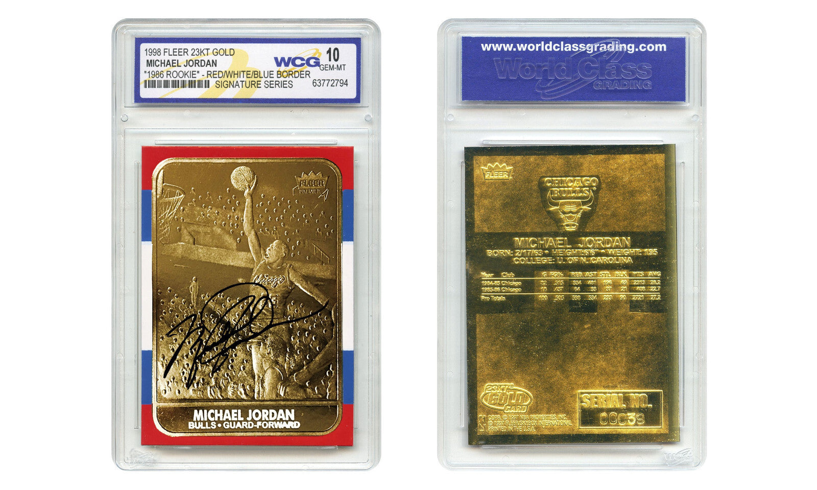 1998 Michael Jordan Fleer '86 Rookie 23KT Gold Card Signature Series GEM MINT 10
