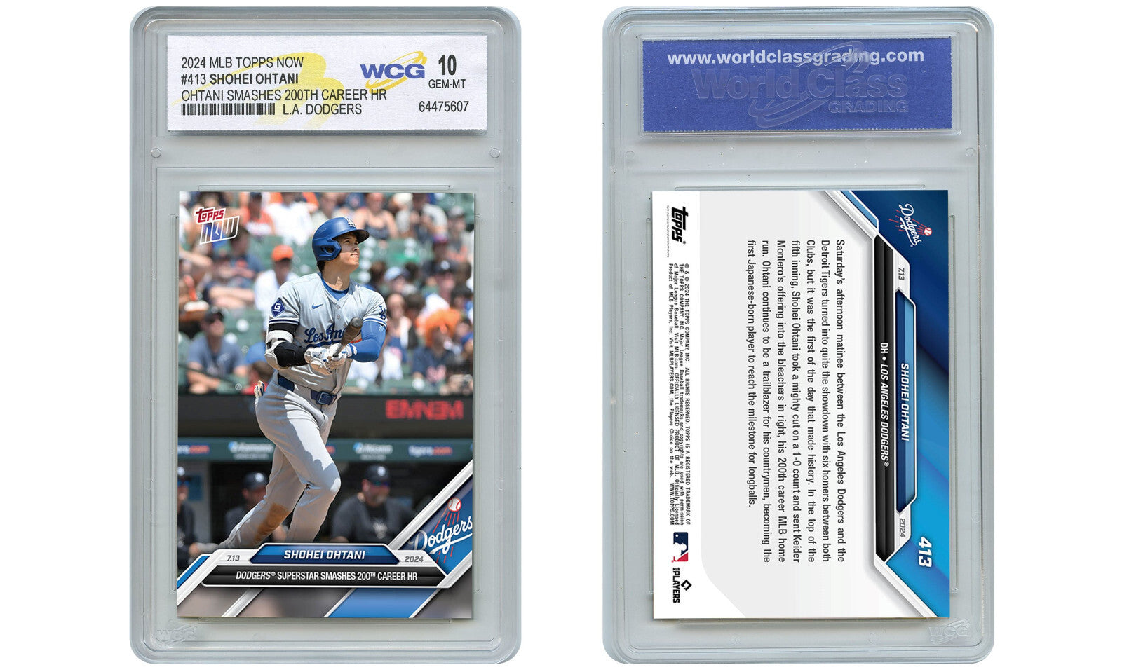 2024 Topps Now SHOHEI OHTANI Smashes 200th Career Home Run Card #413 GEM MINT 10