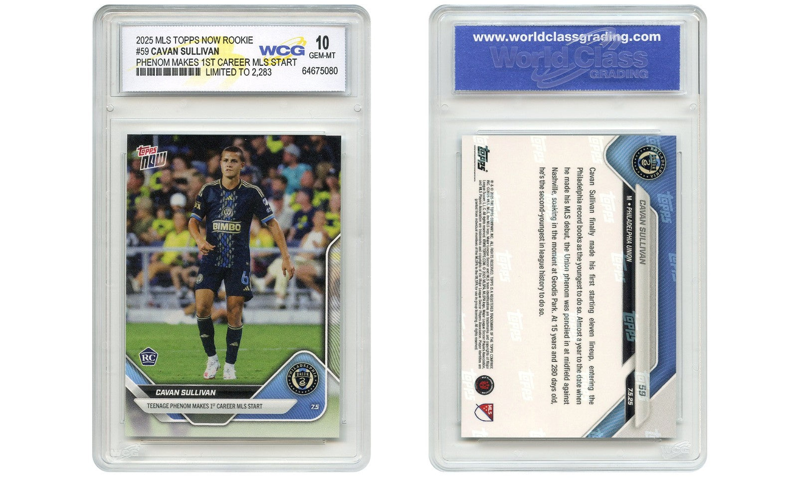 2025 MLS Topps CAVAN SULLIVAN Rookie 1st Career MLS Start Card #59 - GEM MINT 10-1