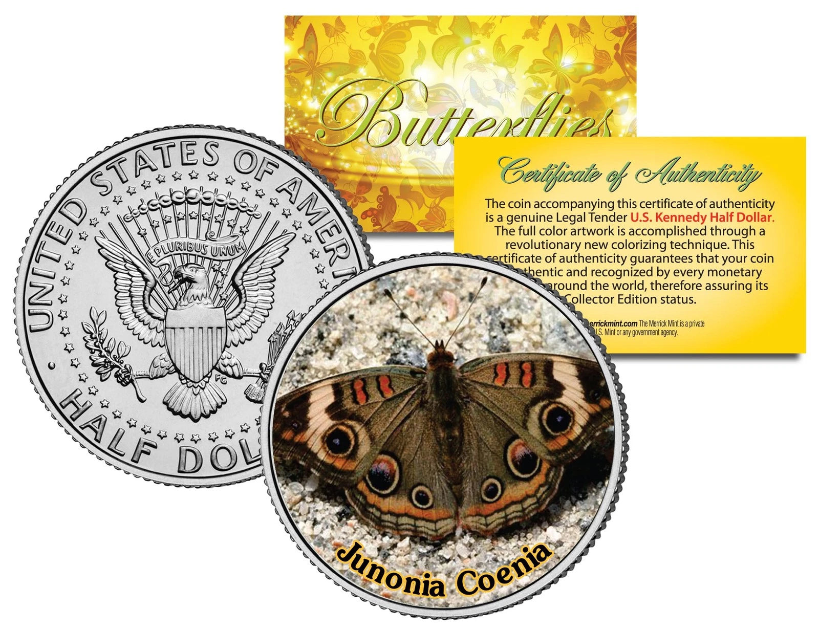 JUNONIA COENIA BUTTERFLY JFK Kennedy Half Dollar US Colorized Coin-1