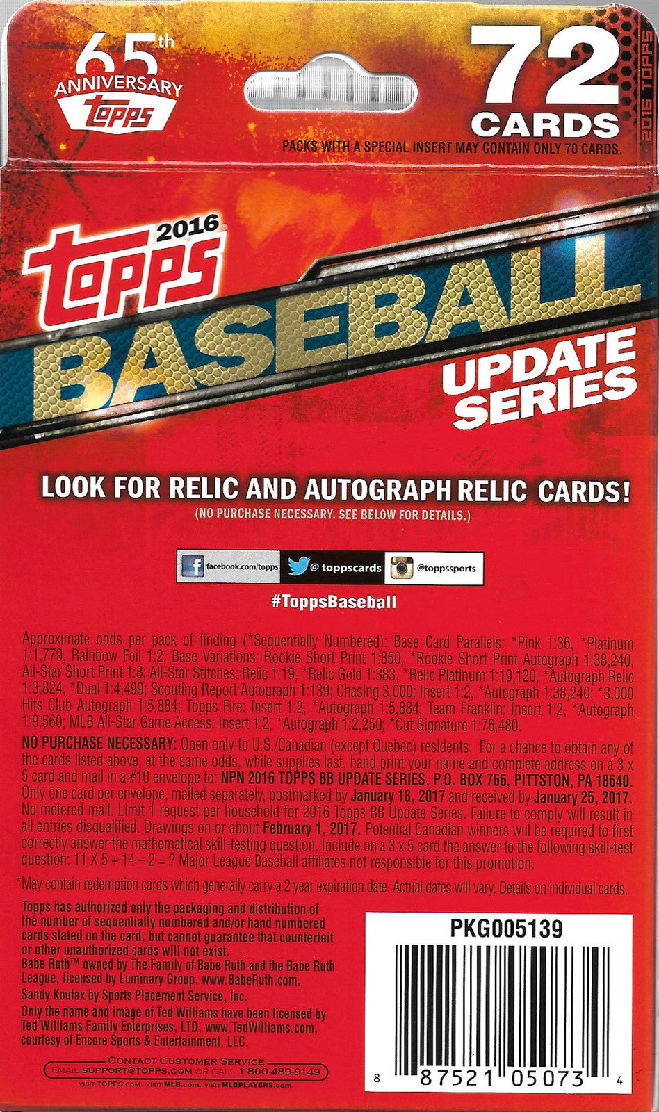 2016 Topps Baseball Update Factory Sealed Hanger Box Exclusive 500 Home Run Card-2