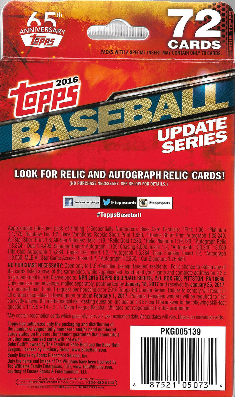 2016 Topps Baseball Update Factory Sealed Hanger Box Exclusive 500 Home Run Card-2