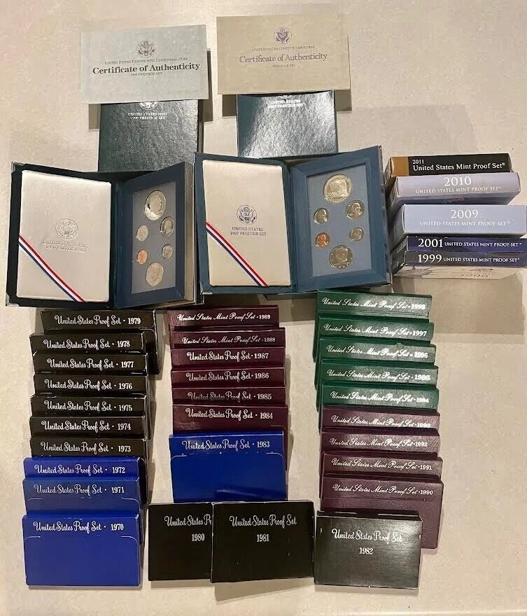 Proof Type Set ALL 14 Coins P S W 3 Sets Mint Boxes/COA BIG ESTATE HOARD-1