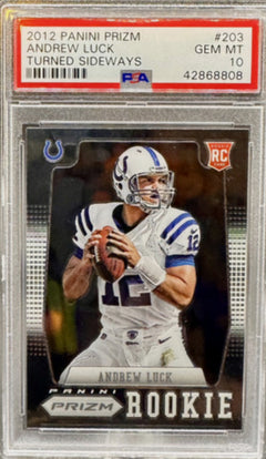 Graded 2012 Panini Prizm Andrew Luck #203 Turned Sideway RC Football Card PSA 10-1
