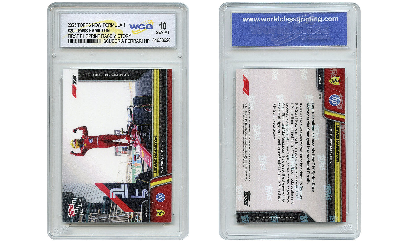2025 Topps Now LEWIS HAMILTON First F1 Sprint Race Victory Card #20 GEM MINT 10