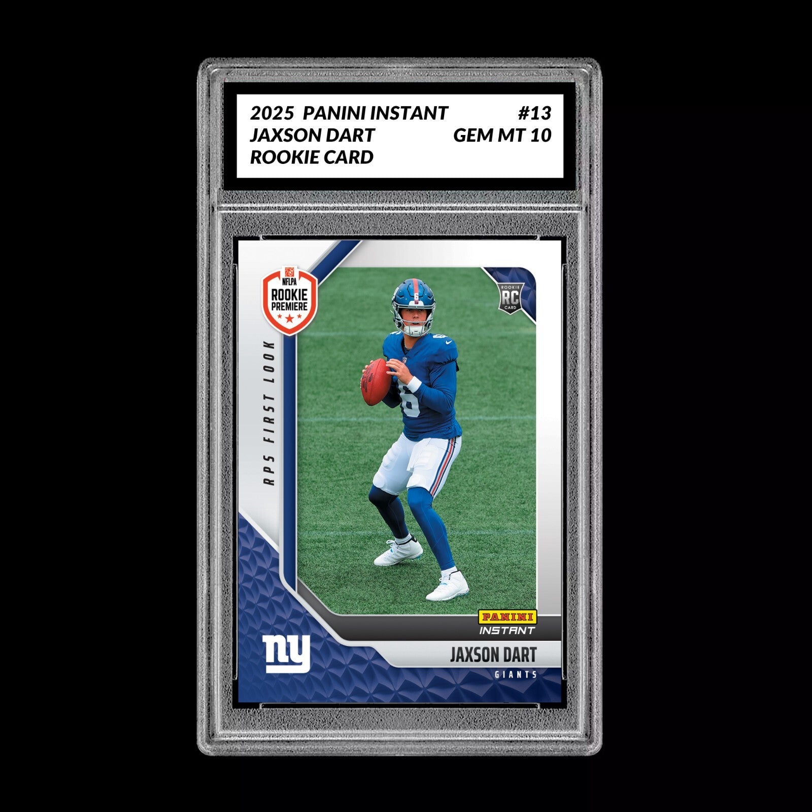 Graded 10 Jaxson Dart #13 RC Rookie 2025 Panini Instant NFL RPS Premiere
