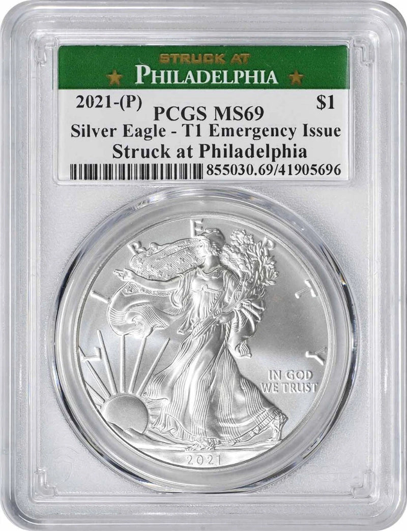 2021-(P) Silver Eagle Emergency Issue T-1 MS69 FS PCGS Struck at Philadelphia-1
