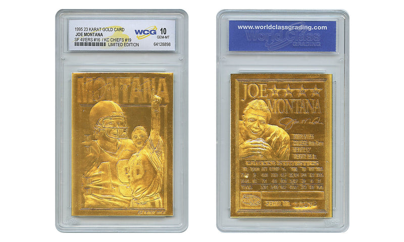 1995 JOE MONTANA SF 49ers / KC Chiefs 23K GOLD SCULPTURED CARD - GEM-MINT 10-1