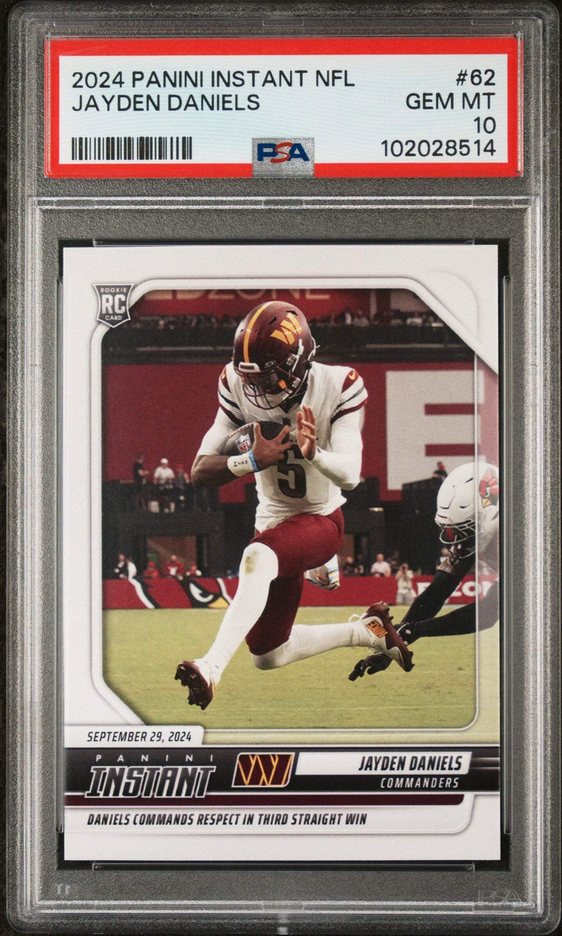 Graded 2024 Panini Instant NFL Jayden Daniels #62 Rookie RC Football Card PSA 10-1