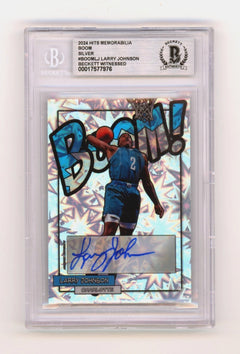 Larry Johnson 2024 Hits Memorabilia BOOM Silver Signed BGS BAS Auto Charlotte-1