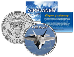 F-22 RAPTOR * Airplane Series * JFK Kennedy Half Dollar US Colorized Coin-1