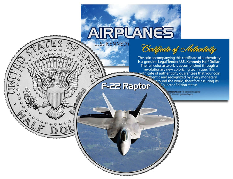 F-22 RAPTOR * Airplane Series * JFK Kennedy Half Dollar US Colorized Coin-1