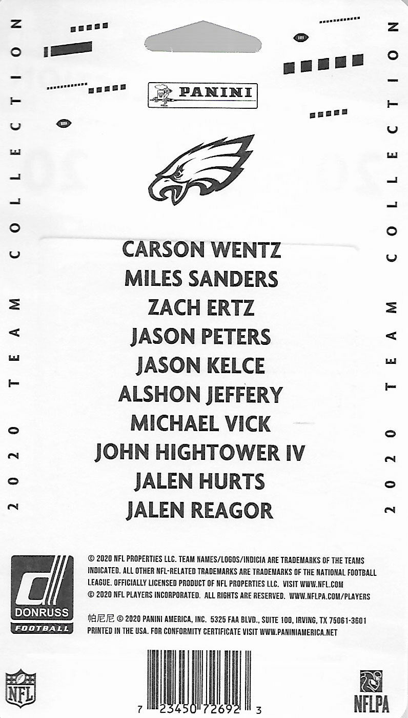 Philadelphia Eagles 2020 Donruss Team Set Jalen Hurts Rated Rookie Card 314-4