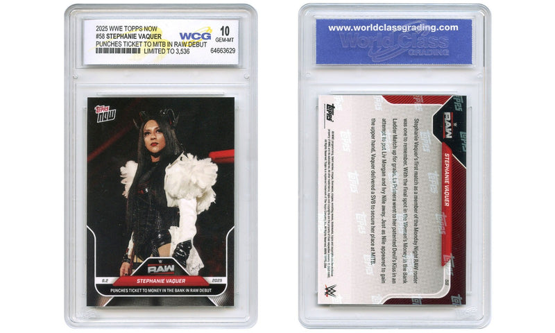 2025 WWE Topps STEPHANIE VAQUER Punches Ticket to RAW Debut Card #58 GEM MINT 10-1