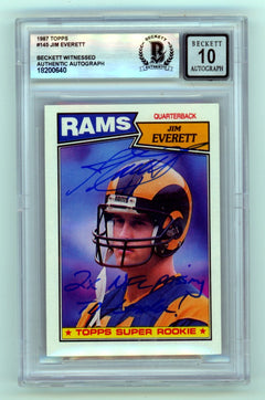 Jim Everett 1987 Topps 145 Signed RC 2 NFL Passing Leader Beckett BGS 10 Auto-1