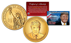 DONALD TRUMP Genuine 45th President PRESIDENTIAL DOLLAR $1 U.S. Coin GOLDEN-HUE-1