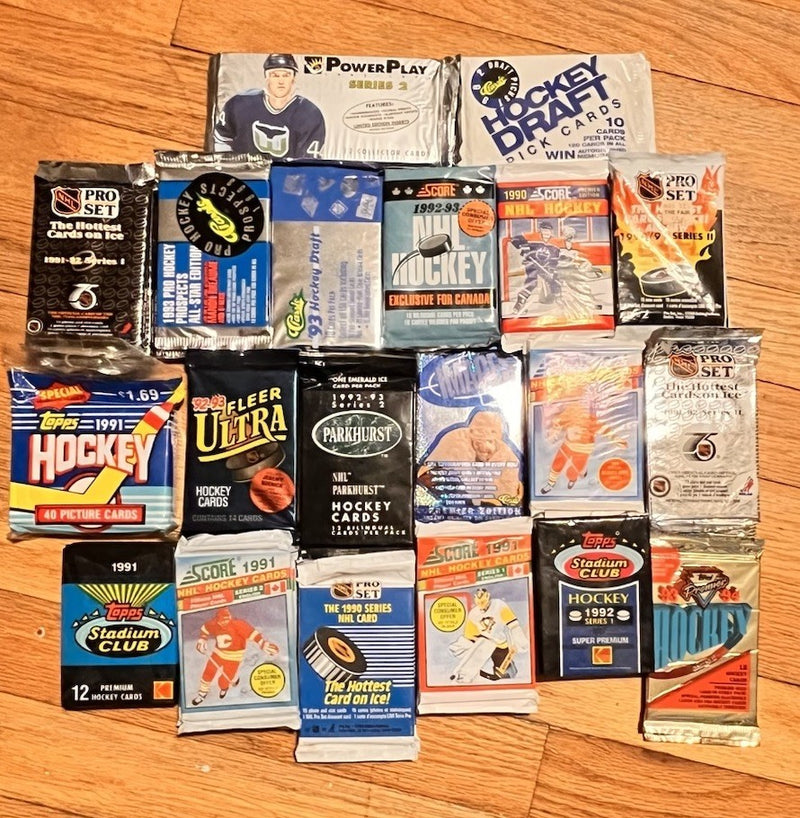 Vintage NHL Hockey Cards Lot 100 Cards – Factory Sealed Packs Box, Unopened Hockey Card Bundle, Auto Inserts, Rare Player Mix, Collector Edition-1